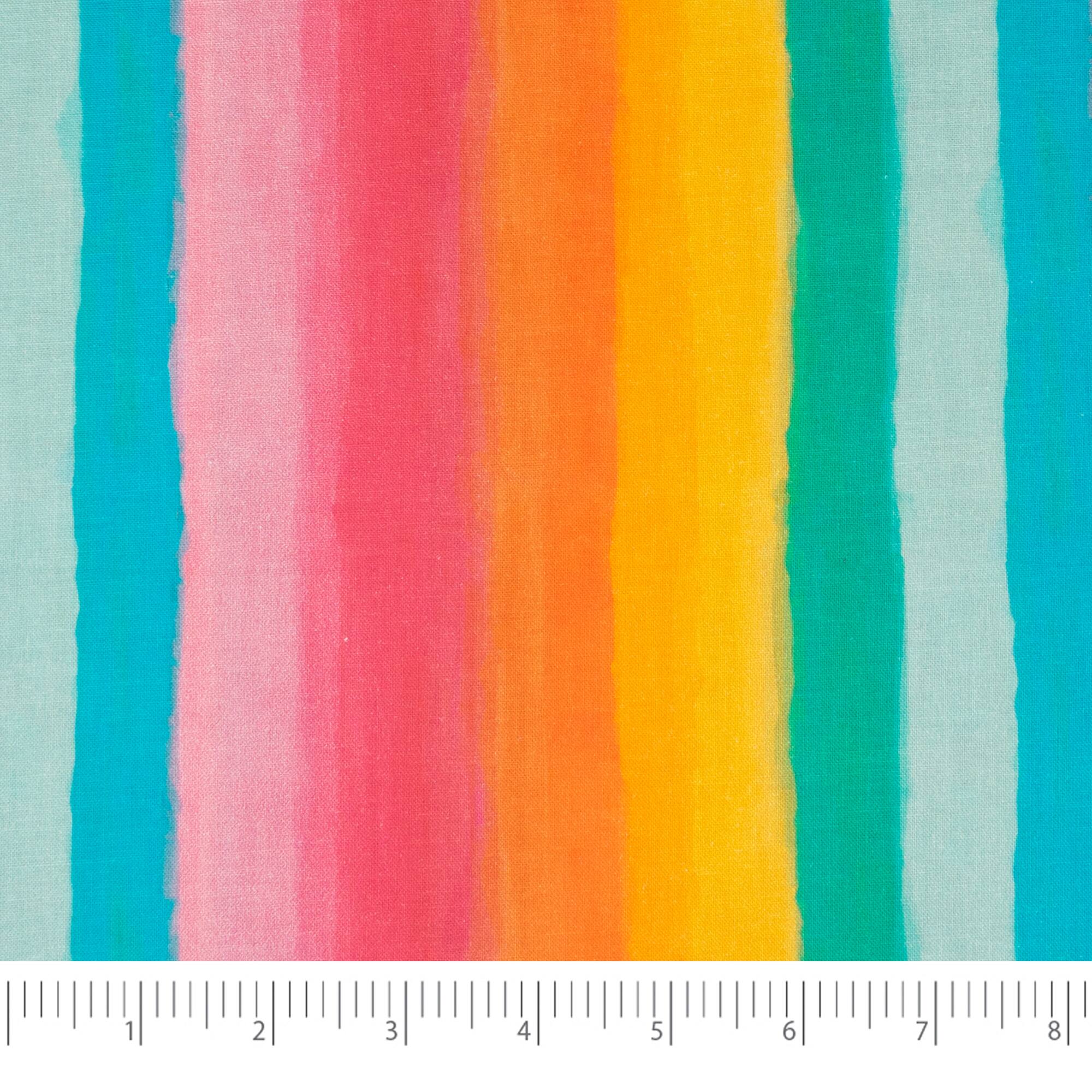 SINGER Rainbow Day Stripe Print Cotton Fabric